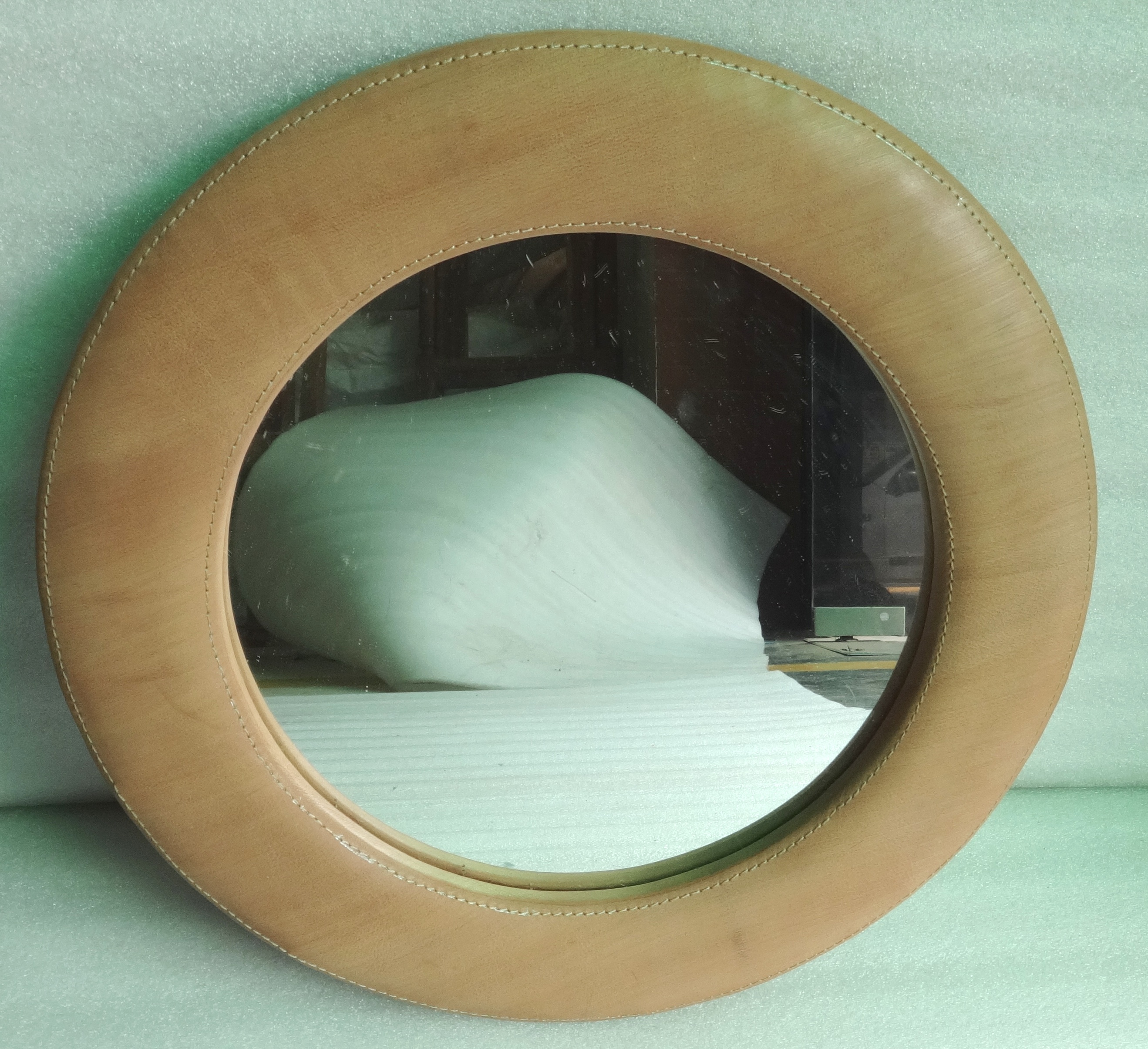 TAN ROUND MIRROR
